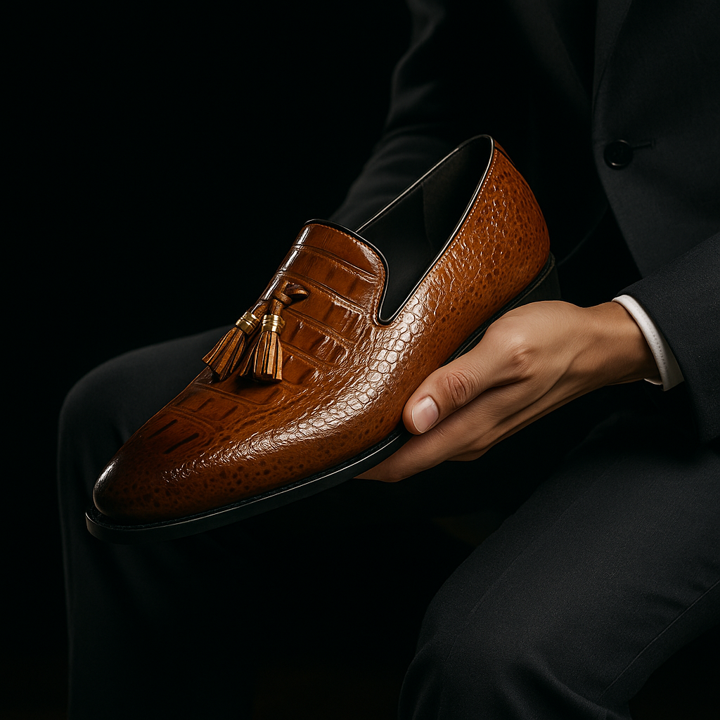 Ricco Crocodile Leather Loafers