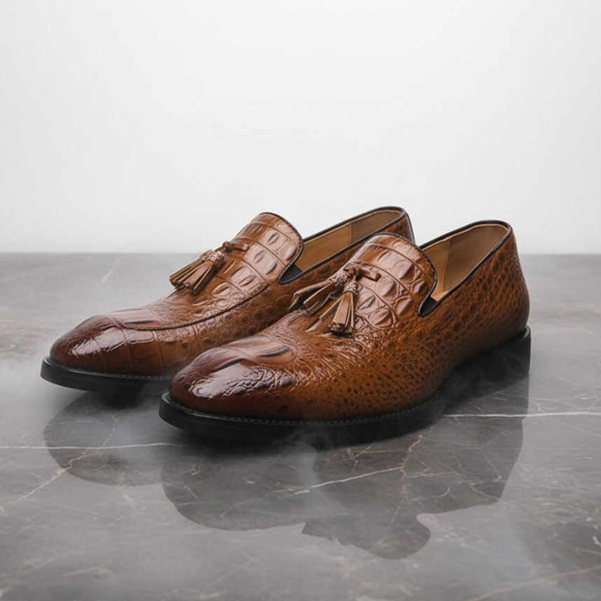 Ricco Crocodile Leather Loafers