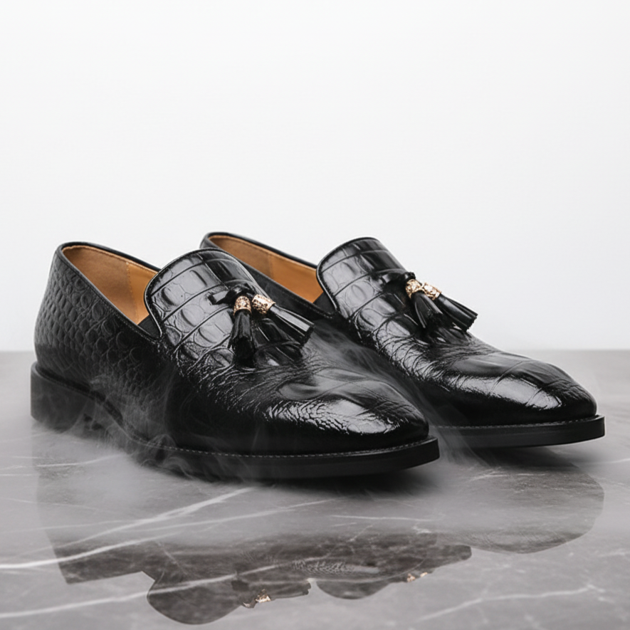 Ricco Crocodile Leather Loafers