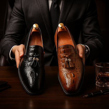 Ricco Crocodile Leather Loafers