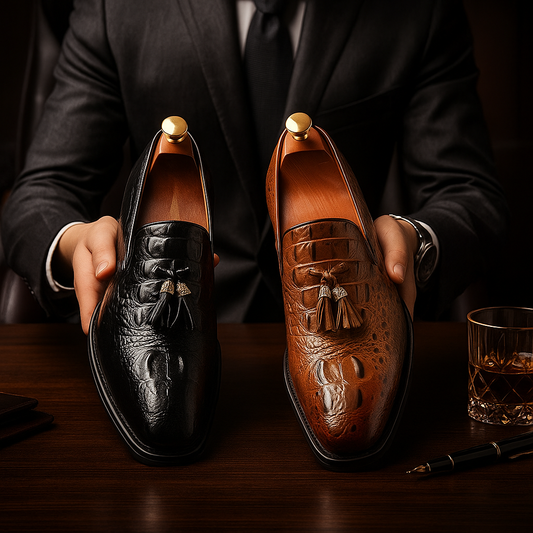 Ricco Crocodile Leather Loafers