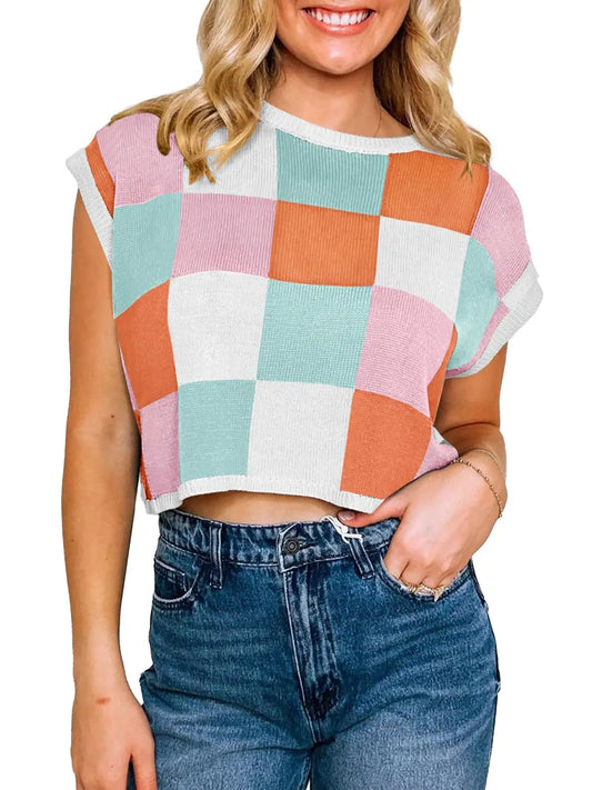 Audrey Checker Top